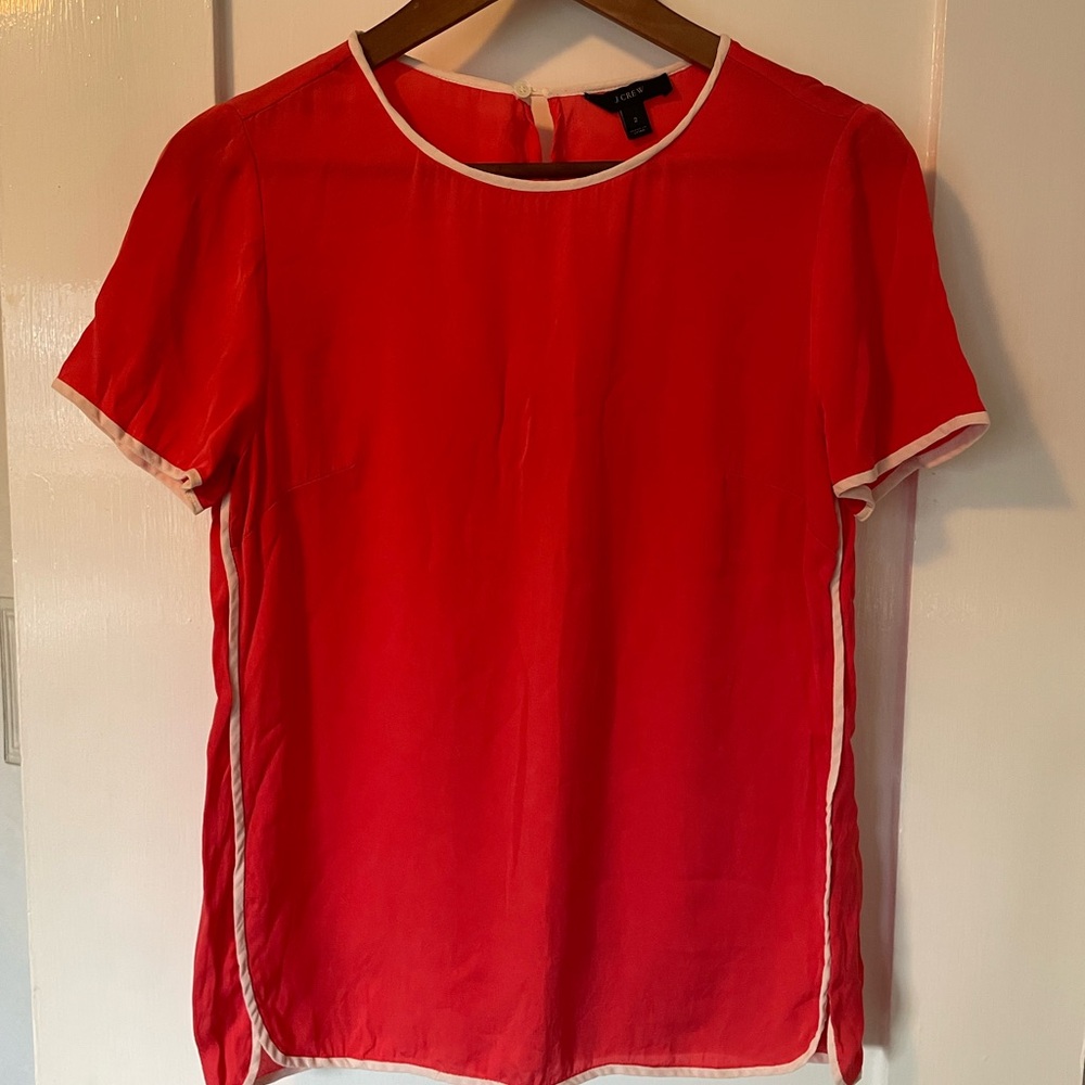 J. Crew pink Blouse with White Trim
